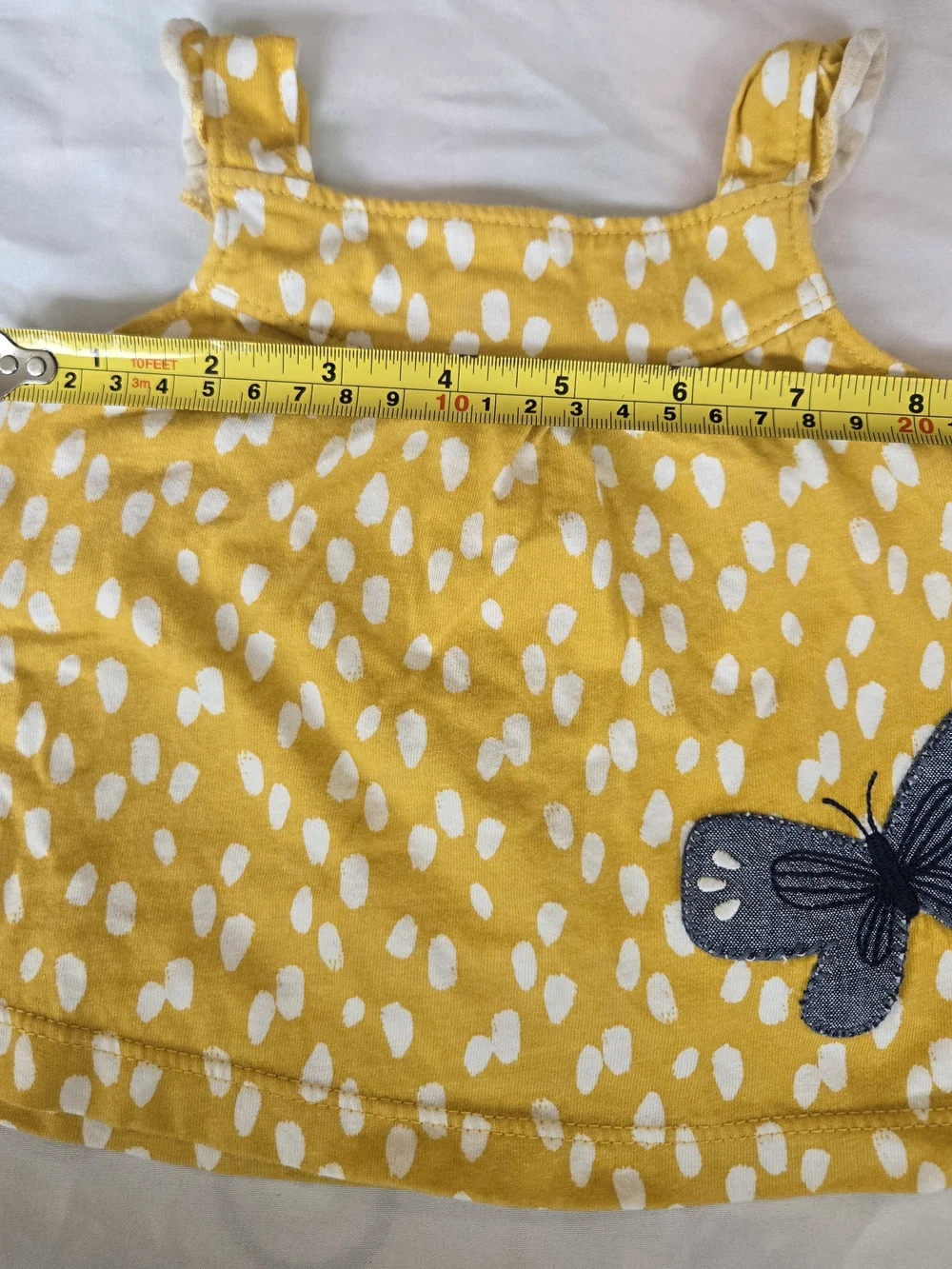 Carter's Yellow & White Polka Dot Tank with Blue Butterfly Patch